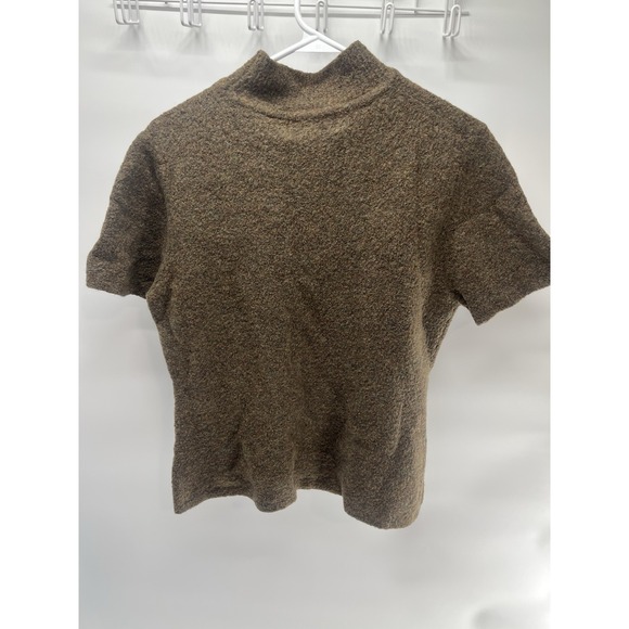 Vintage Women's short sleeve turtleneck sweater Brownish Merino wool Blend XL - Picture 5 of 7